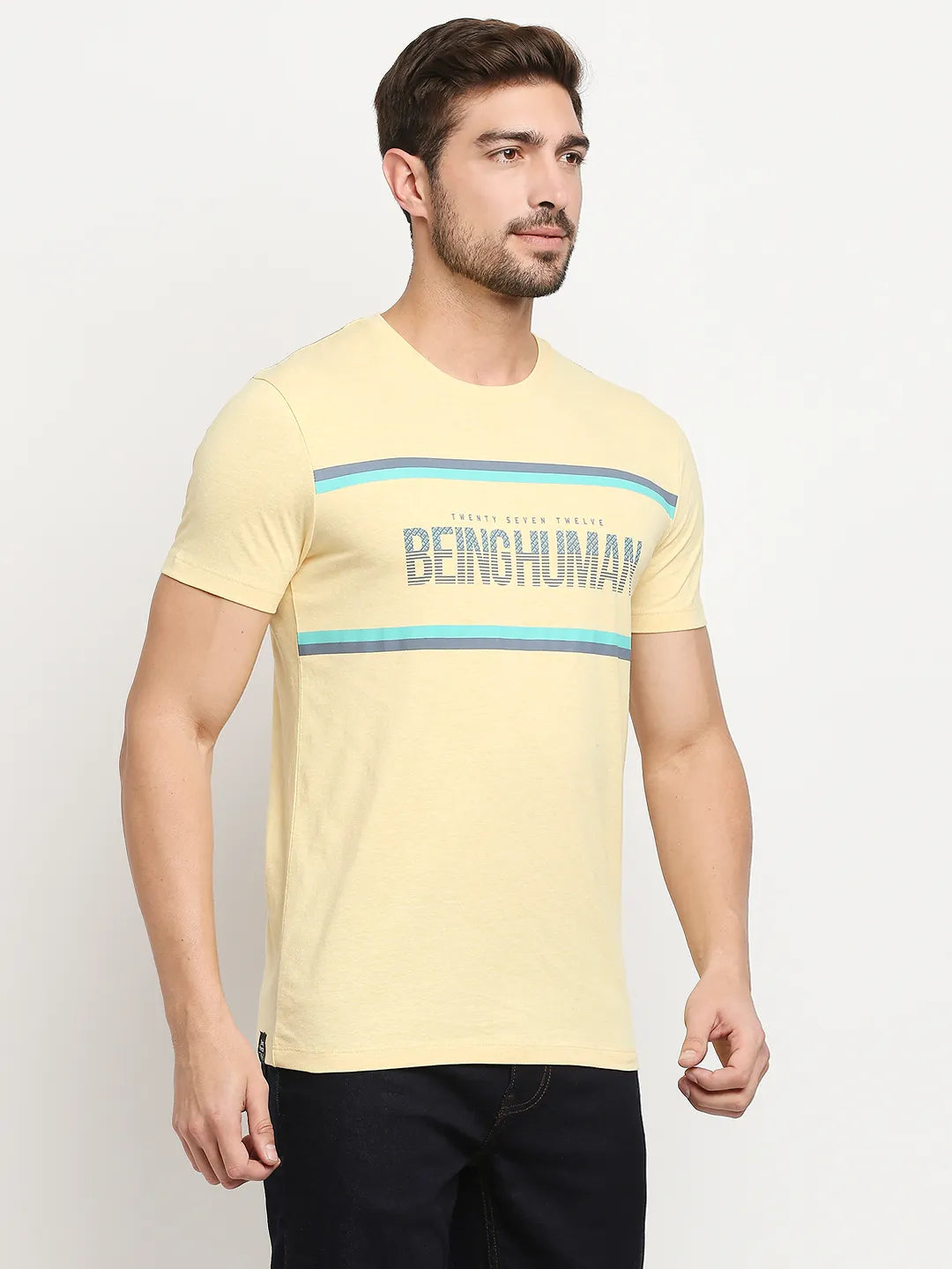 Yellow Regular Fit Men's Short Sleeves T-Shirt by Being Human Clothing