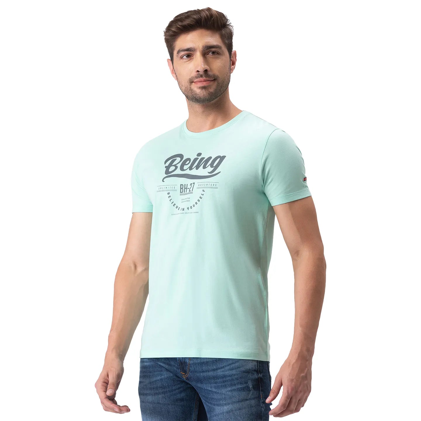 Green Regular Fit Men's Short Sleeves T-Shirt by Being Human Clothing