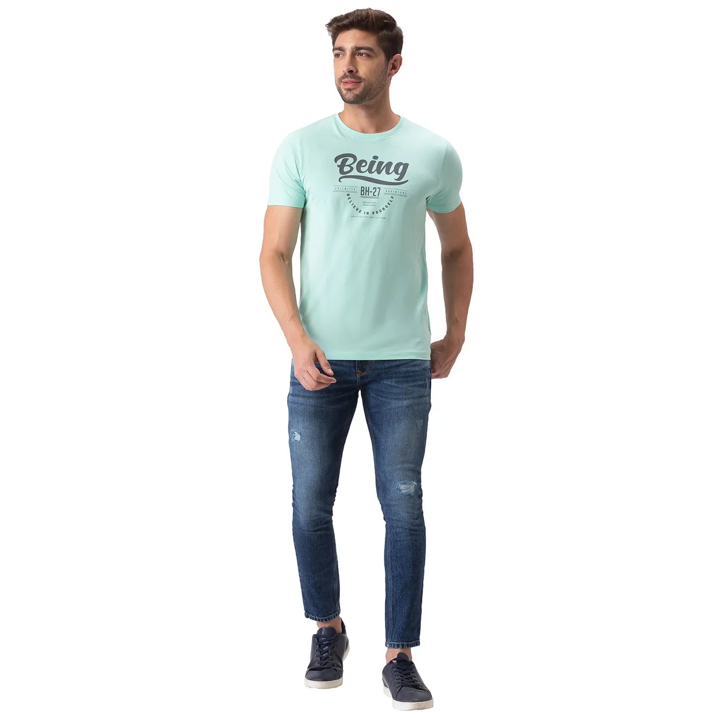 Green Regular Fit Men's Short Sleeves T-Shirt by Being Human Clothing