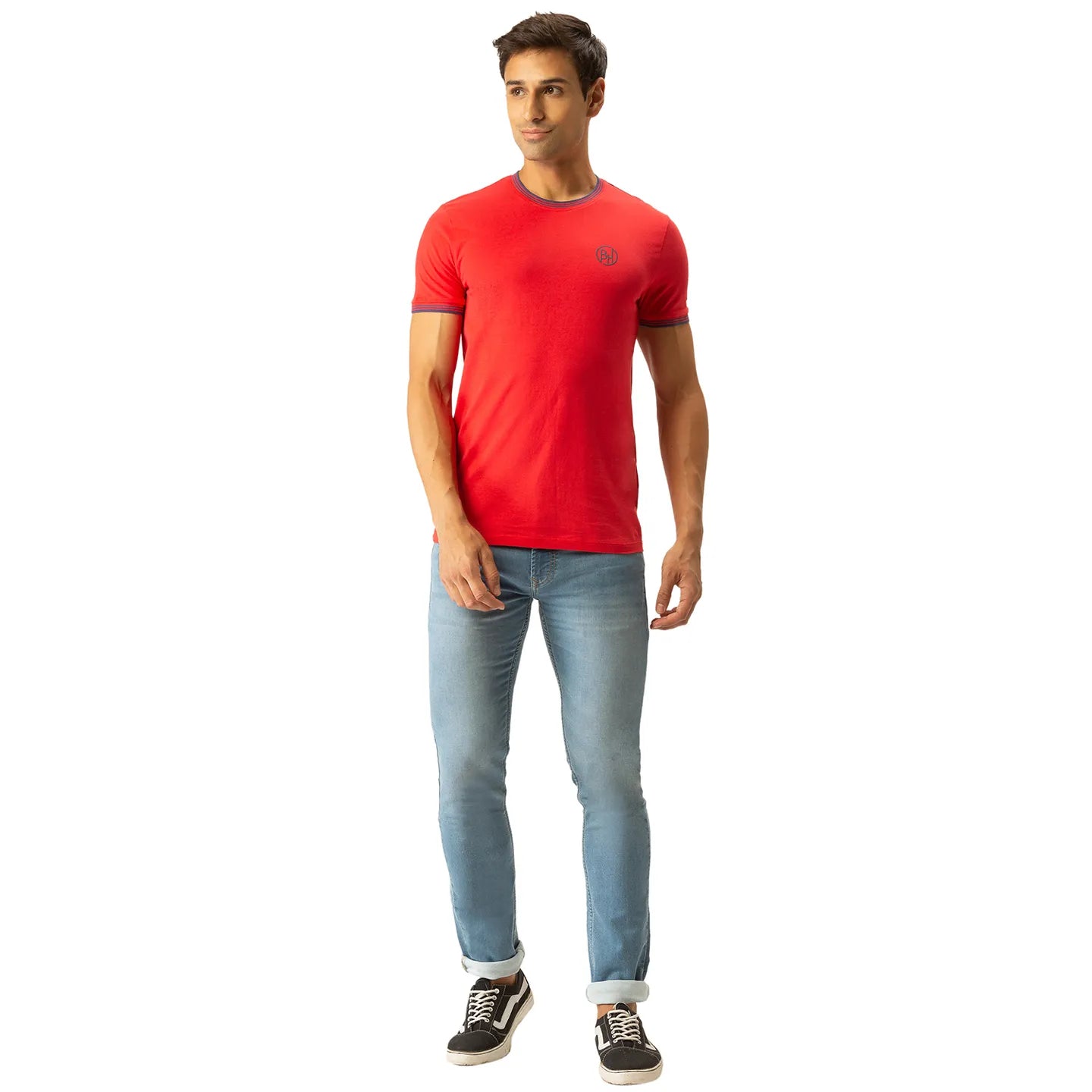 Red Regular Fit Men's Short Sleeves T-Shirt by Being Human Clothing
