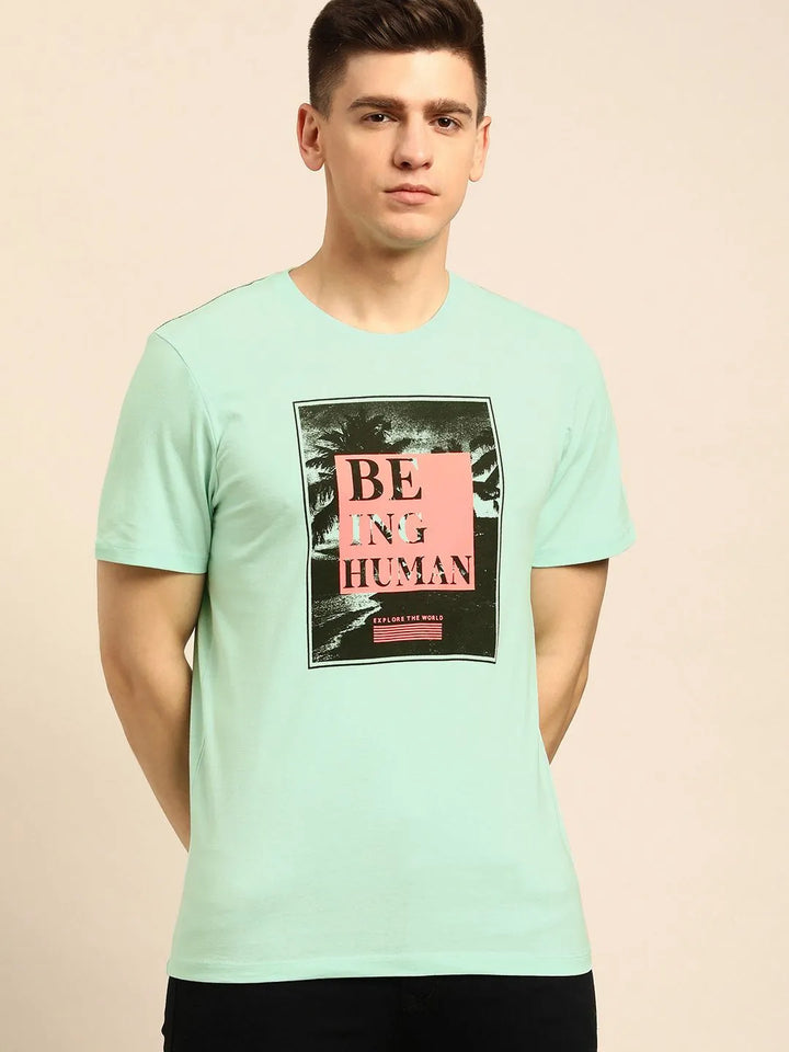 Green Regular Fit Men's Short Sleeves T-Shirt by Being Human Clothing