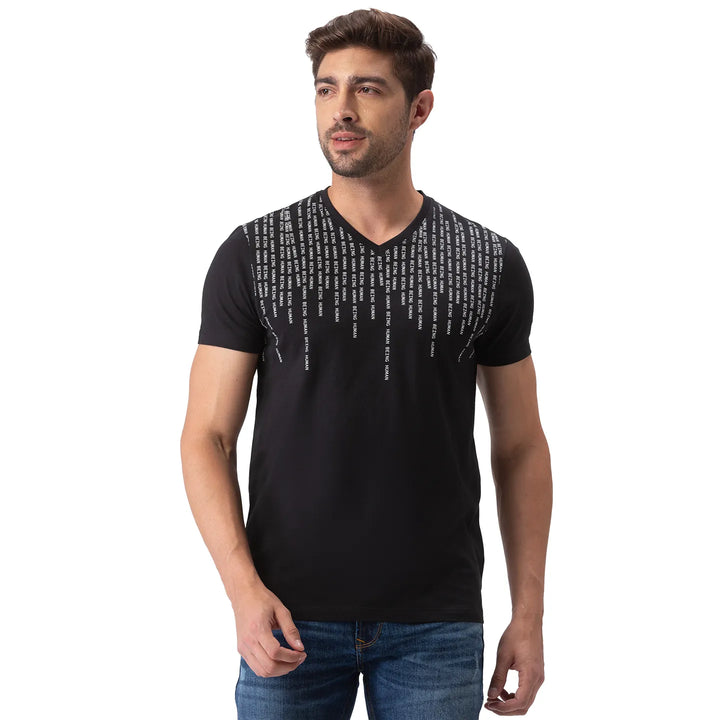 Black Regular Fit Men's Short Sleeves T-Shirt by Being Human Clothing