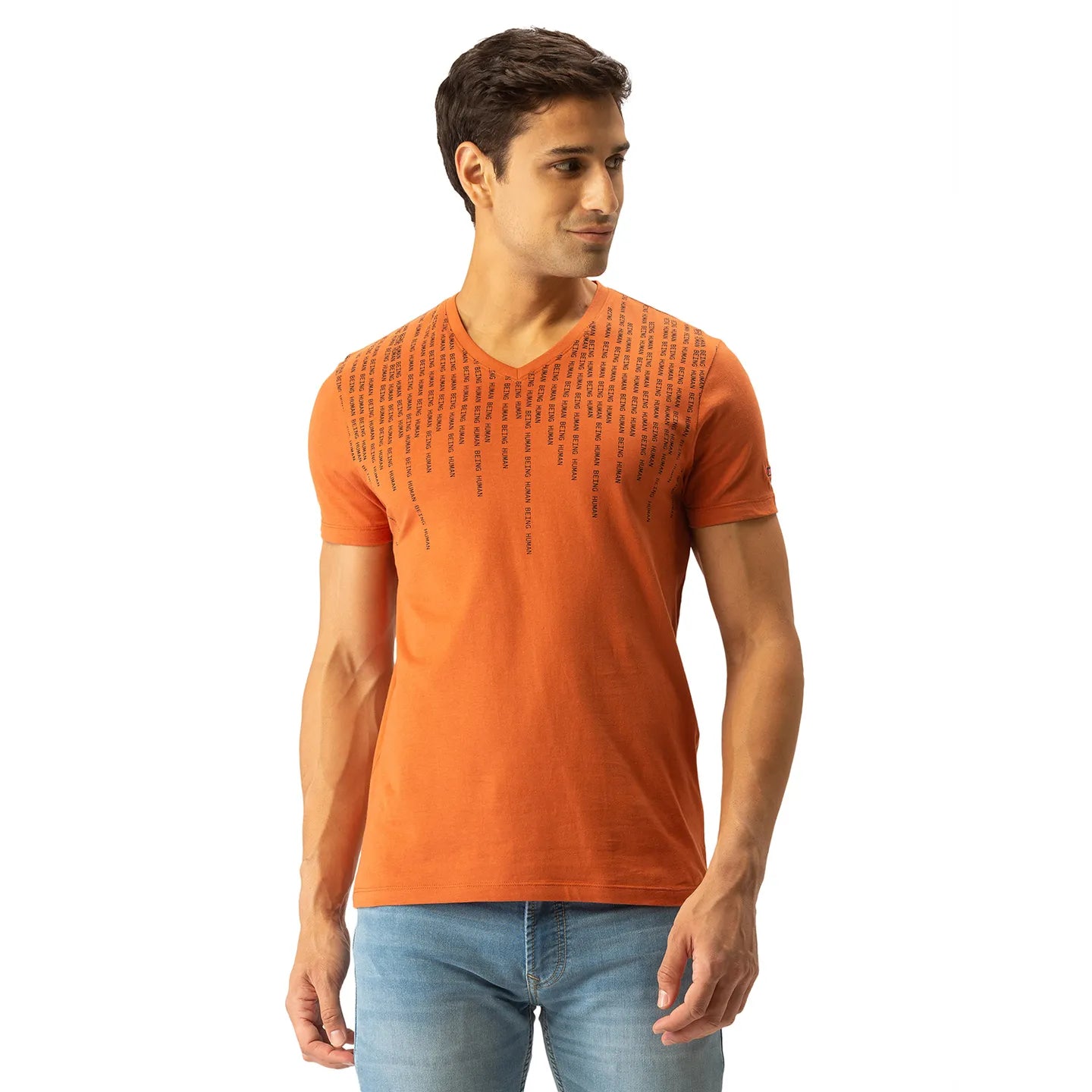 Brown Regular Fit Men's Short Sleeves T-Shirt by Being Human Clothing