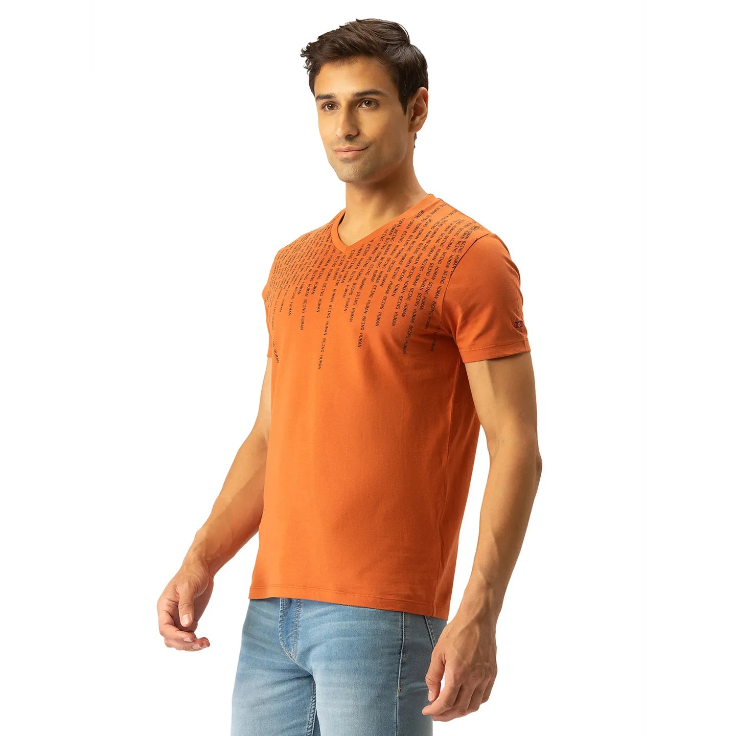 Brown Regular Fit Men's Short Sleeves T-Shirt by Being Human Clothing
