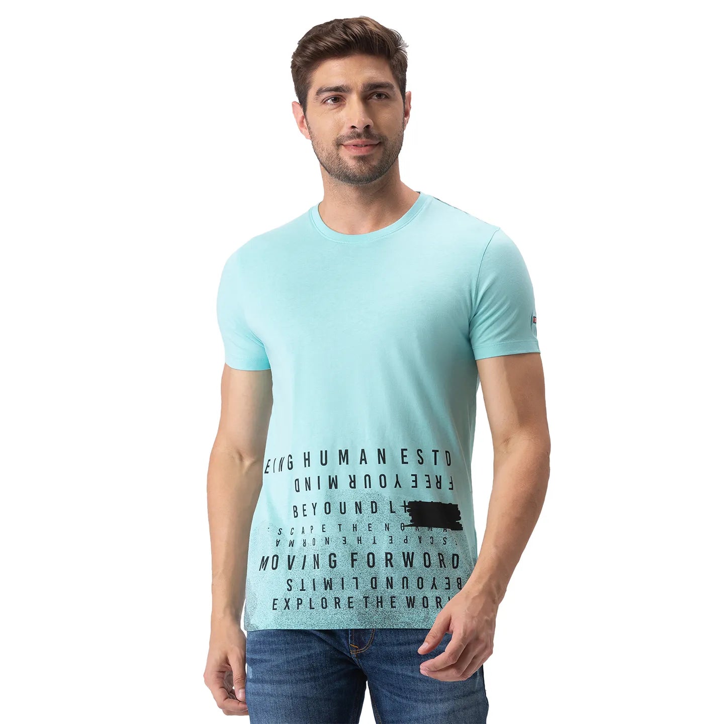 Blue Regular Fit Men's Short Sleeves T-Shirt by Being Human Clothing
