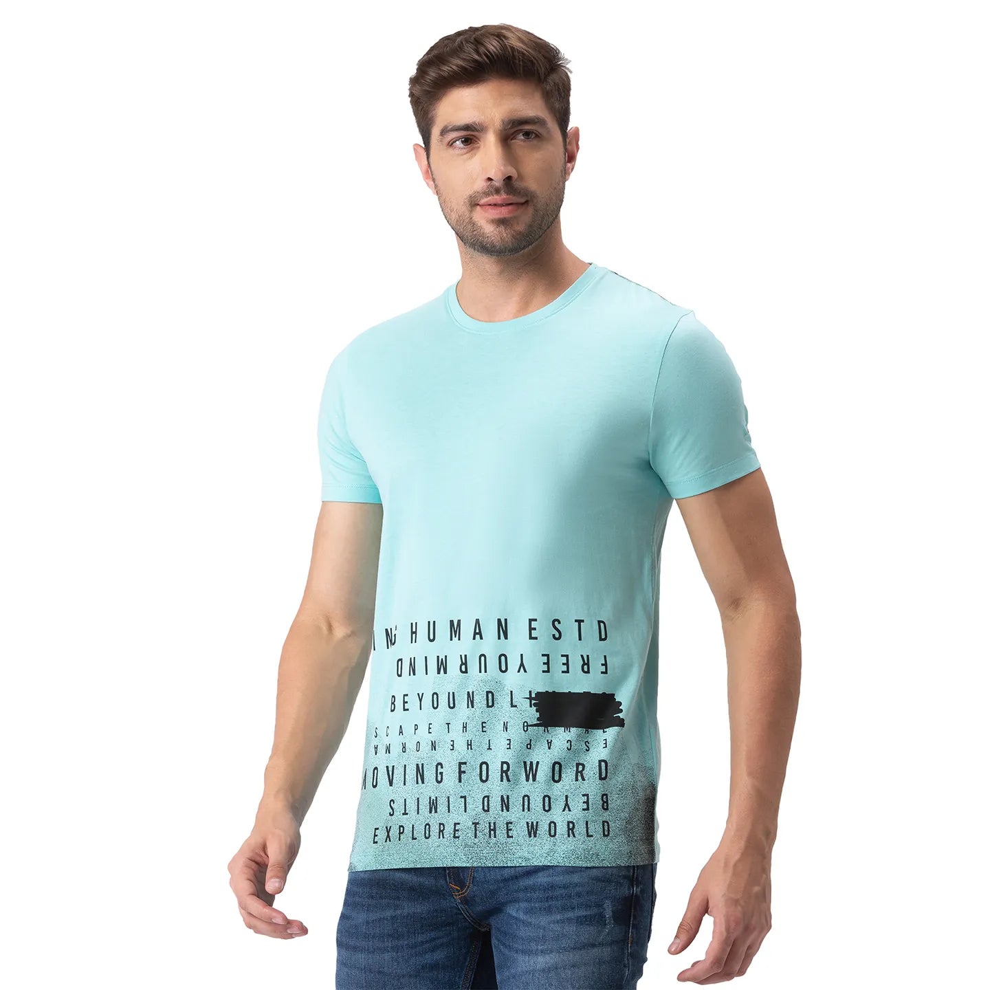 Blue Regular Fit Men's Short Sleeves T-Shirt by Being Human Clothing