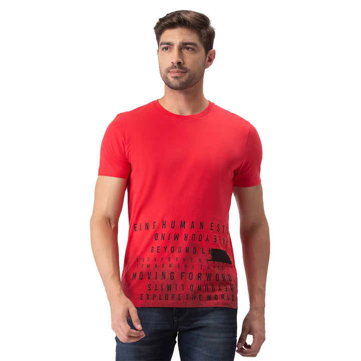Red Regular Fit Men's Short Sleeves T-Shirt by Being Human Clothing