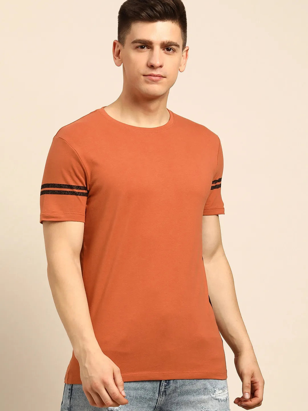 Brown Regular Fit Men's Short Sleeves T-Shirt by Being Human Clothing