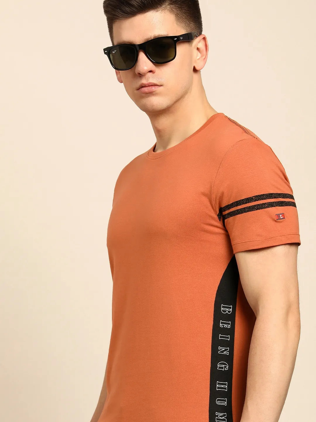Brown Regular Fit Men's Short Sleeves T-Shirt by Being Human Clothing