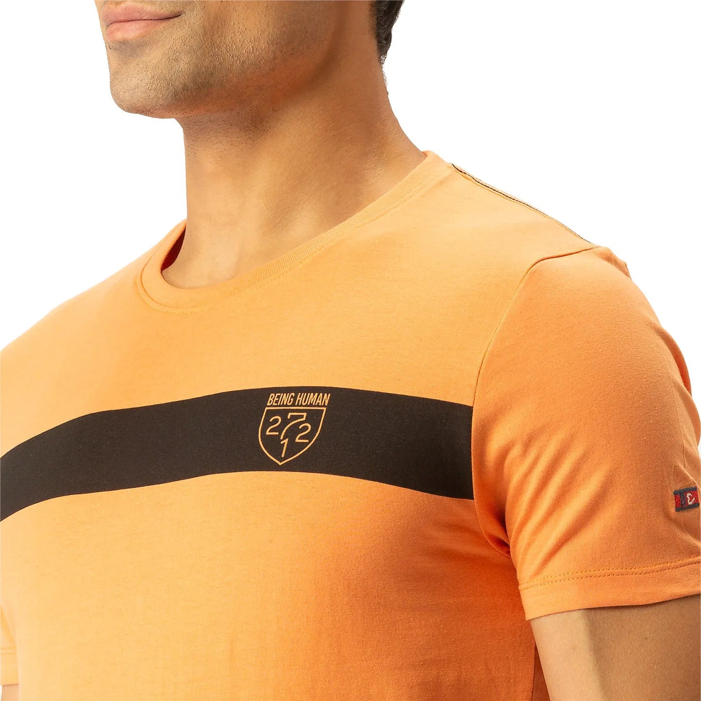 Sunset Orange Regular Fit Round Neck Men's T-Shirt by Being Human Clothing