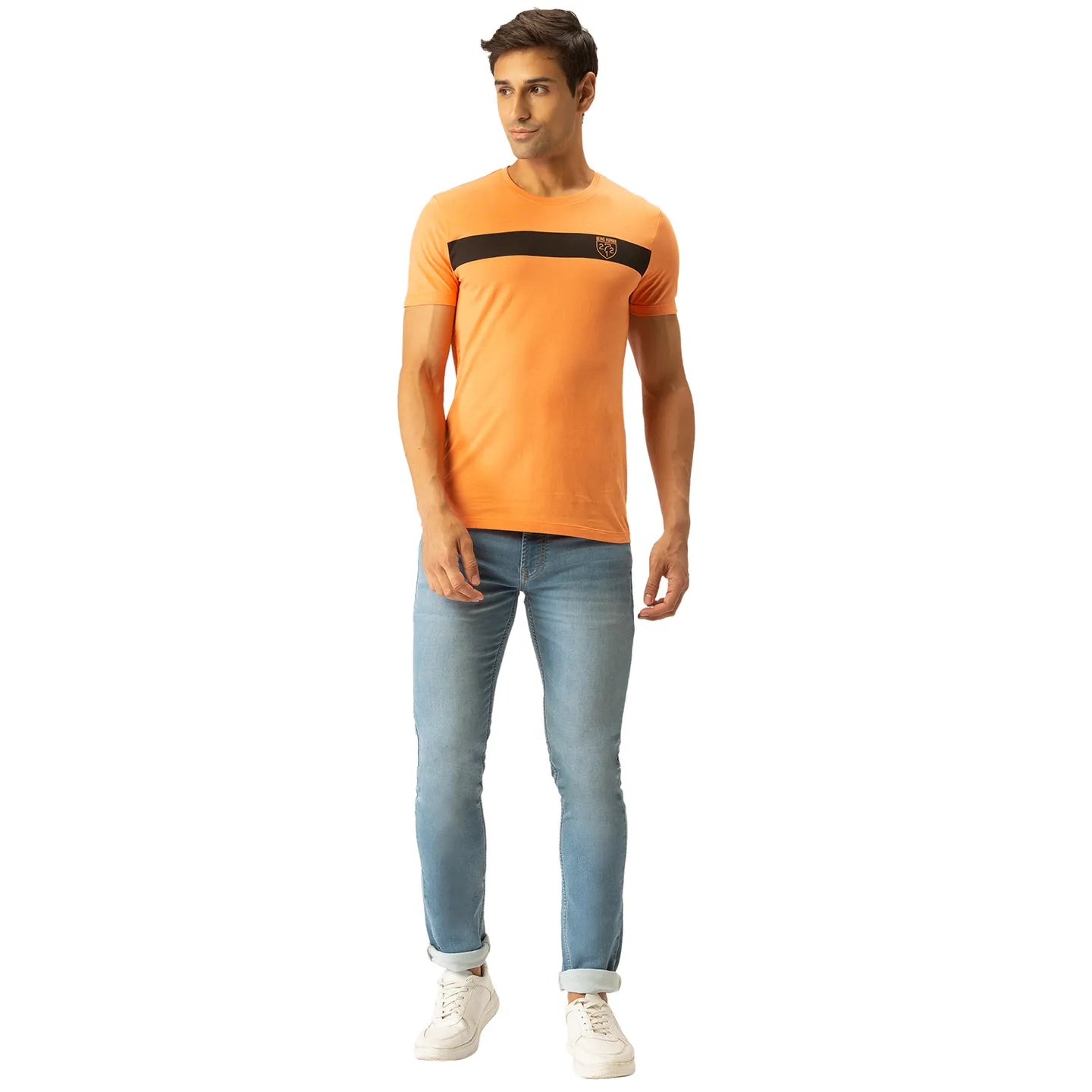 Sunset Orange Regular Fit Round Neck Men's T-Shirt by Being Human Clothing