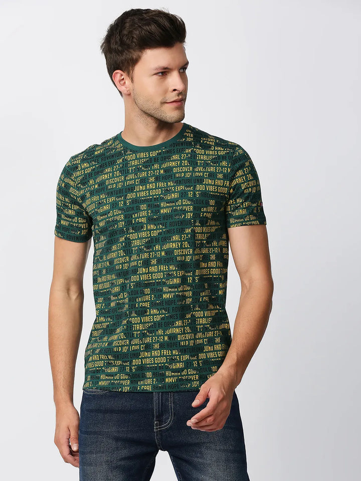 Green Regular Fit Men's Short Sleeves T-Shirt by Being Human Clothing