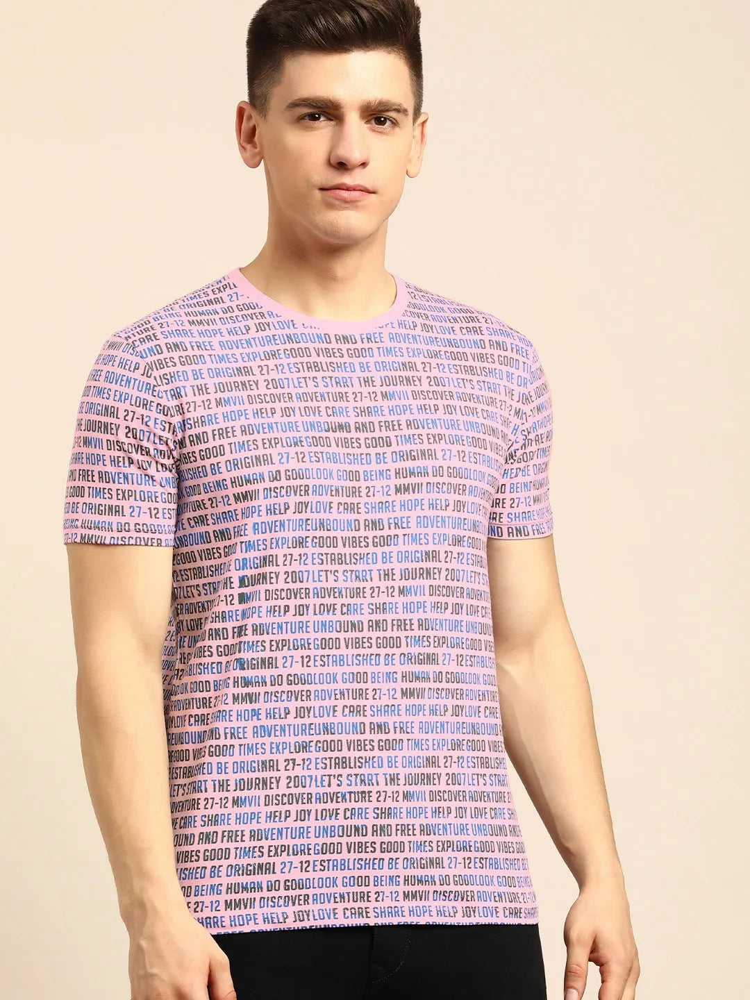 Pink Regular Fit Men's Short Sleeves T-Shirt by Being Human Clothing