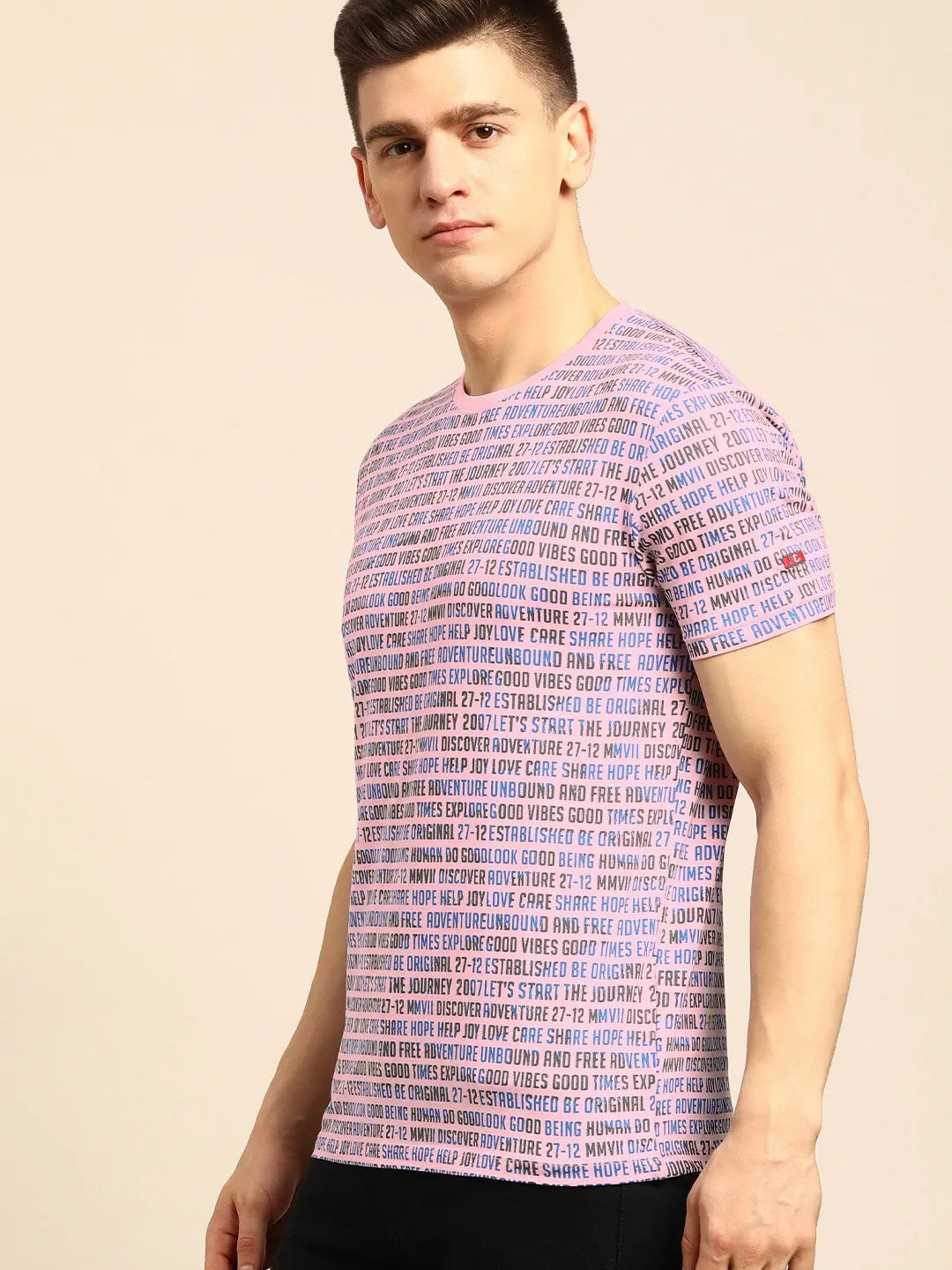 Pink Regular Fit Men's Short Sleeves T-Shirt by Being Human Clothing