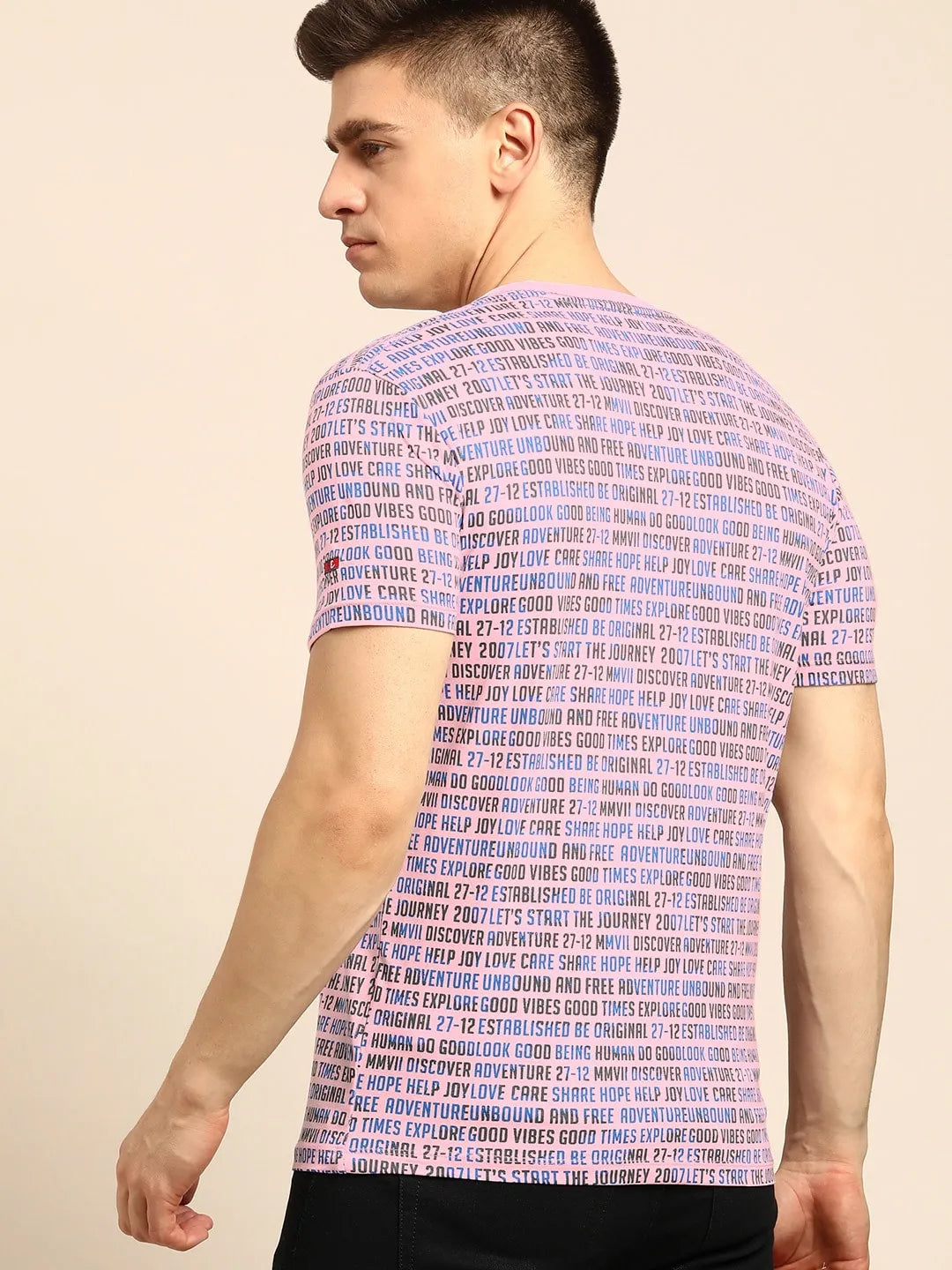 Pink Regular Fit Men's Short Sleeves T-Shirt by Being Human Clothing