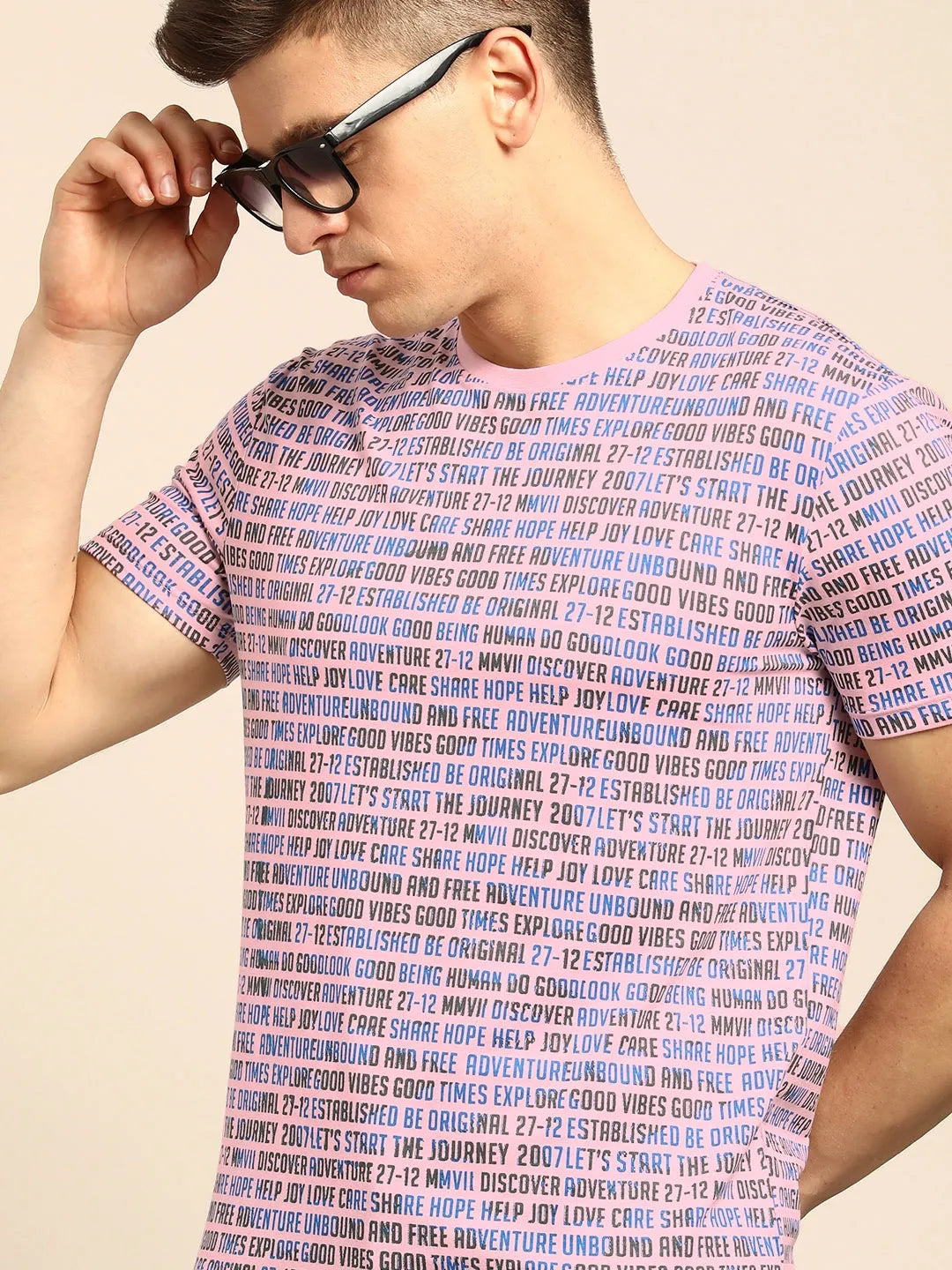 Pink Regular Fit Men's Short Sleeves T-Shirt by Being Human Clothing