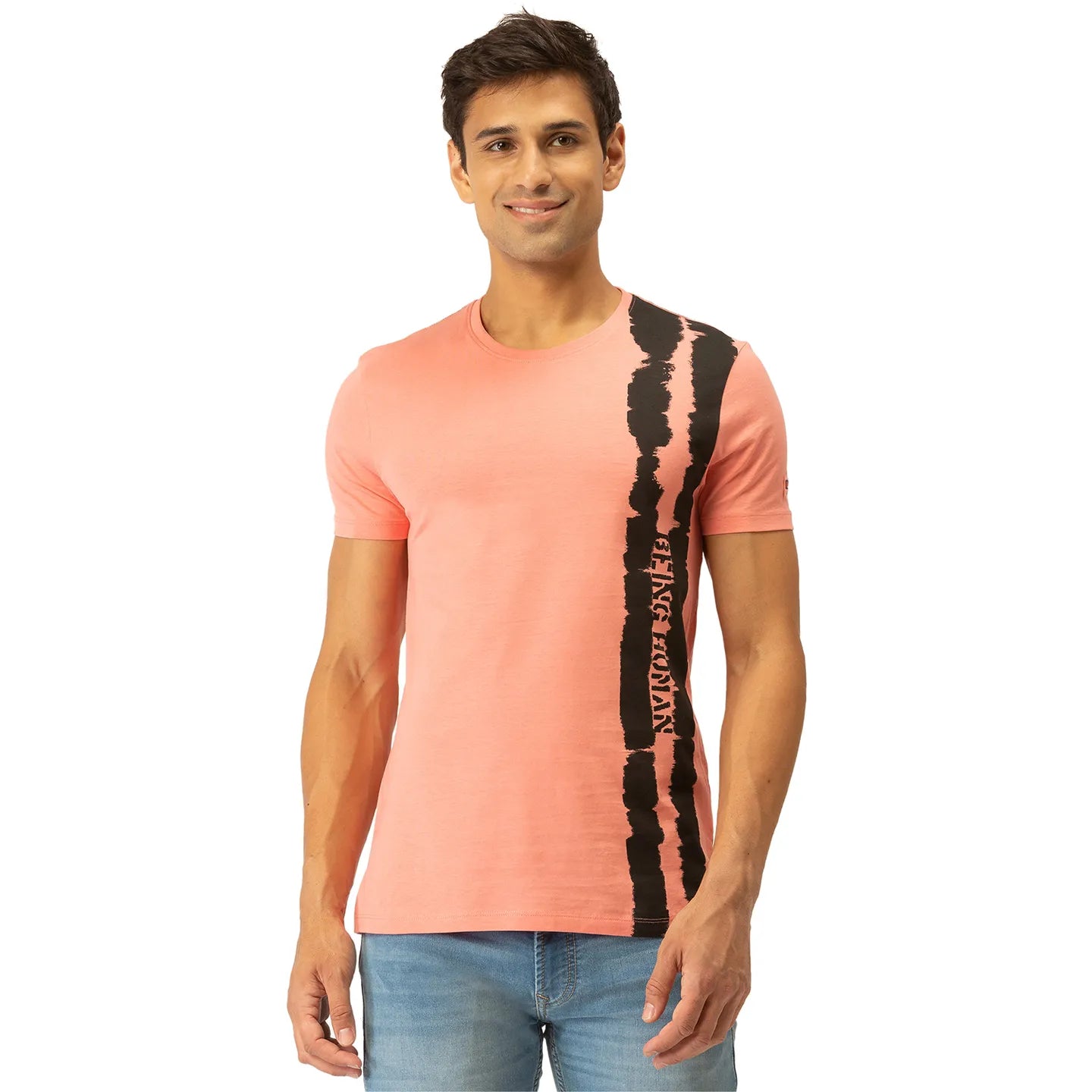 Pink Regular Fit Men's Short Sleeves T-Shirt by Being Human Clothing