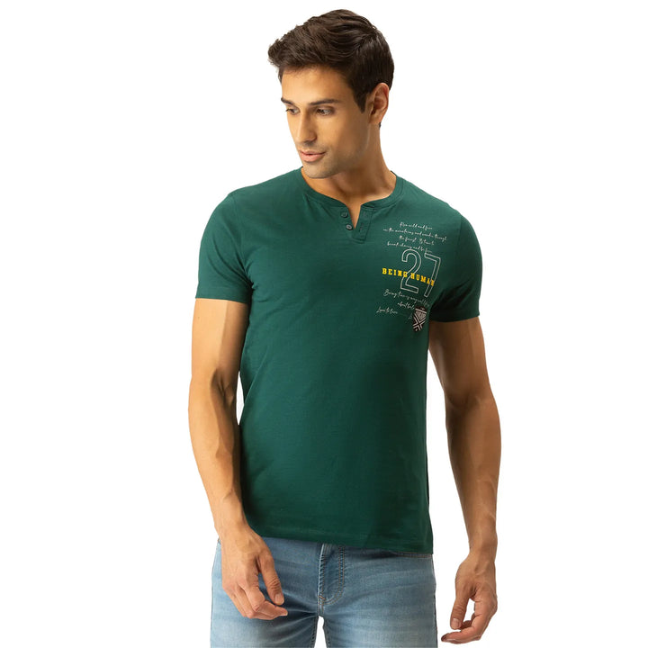 Green Regular Fit Men's Short Sleeves T-Shirt by Being Human Clothing