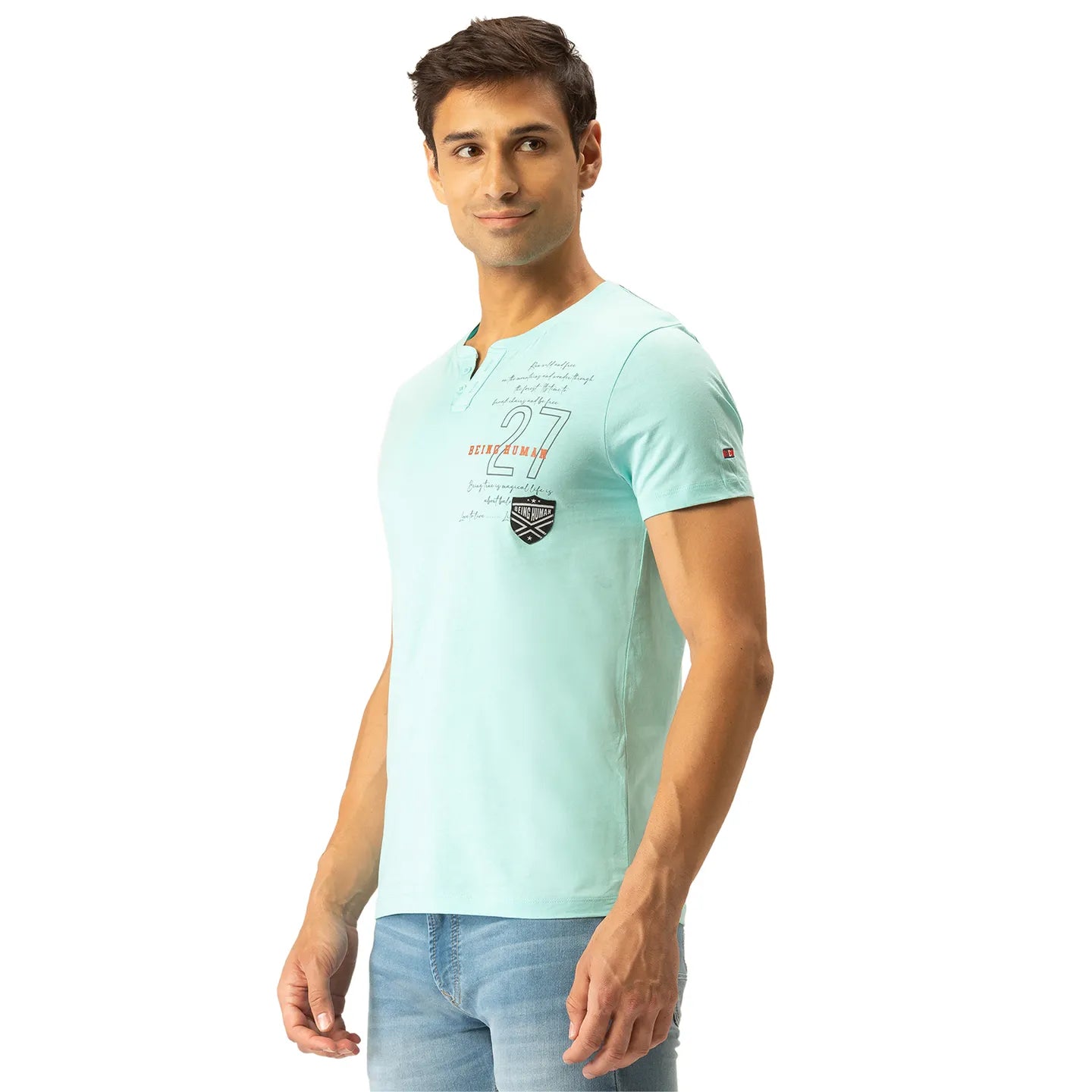 Blue Regular Fit Men's Short Sleeves T-Shirt by Being Human Clothing
