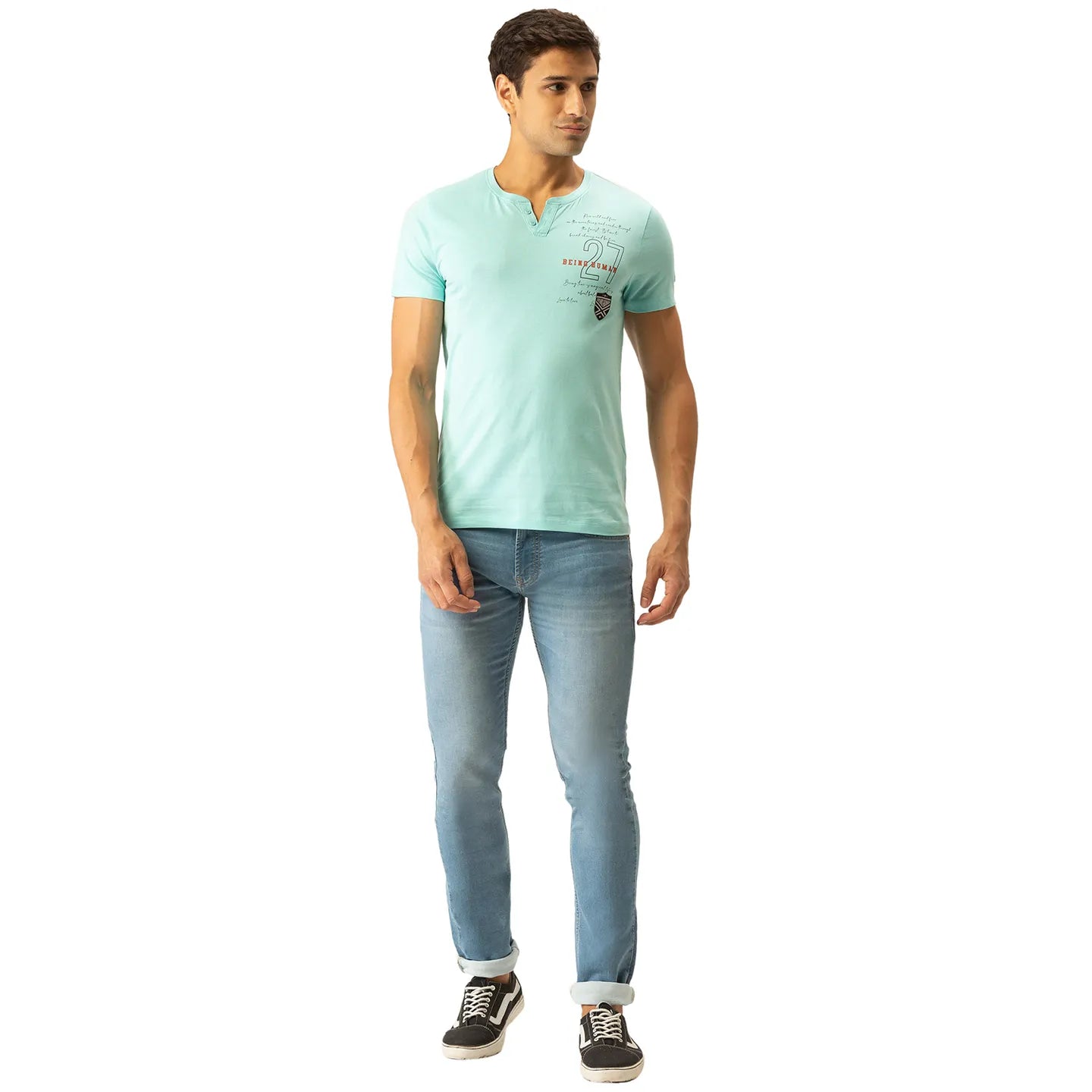 Blue Regular Fit Men's Short Sleeves T-Shirt by Being Human Clothing