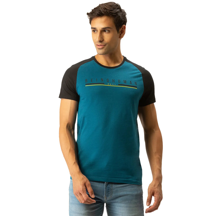 Blue Regular Fit Men's Short Sleeves T-Shirt by Being Human Clothing