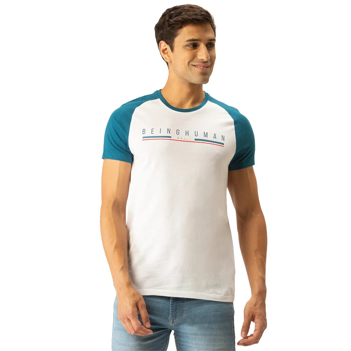 White Raglan Sleeves Men's T-Shirt by Being Human Clothing