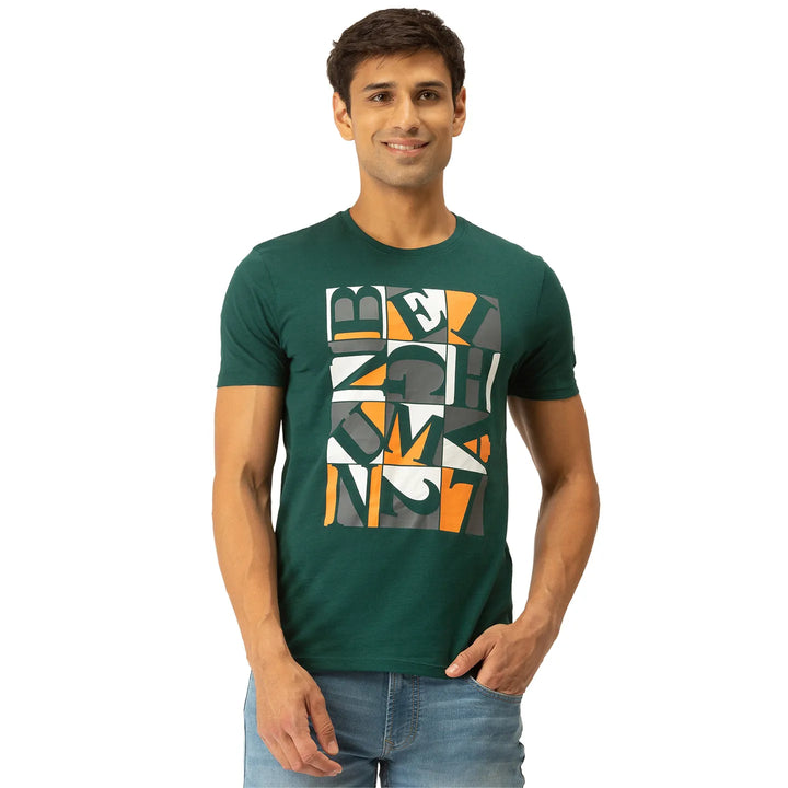 Green Regular Fit Men's Short Sleeves T-Shirt by Being Human Clothing
