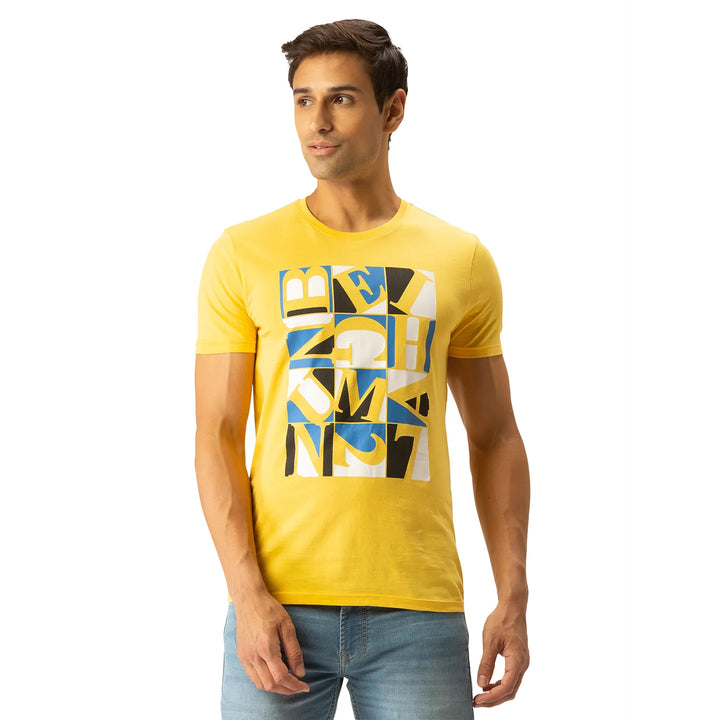 Yellow Regular Fit Men's Short Sleeves T-Shirt by Being Human Clothing