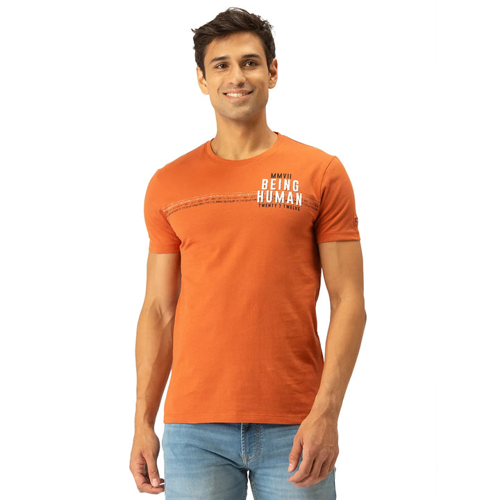 Brown Regular Fit Men's Short Sleeves T-Shirt by Being Human Clothing