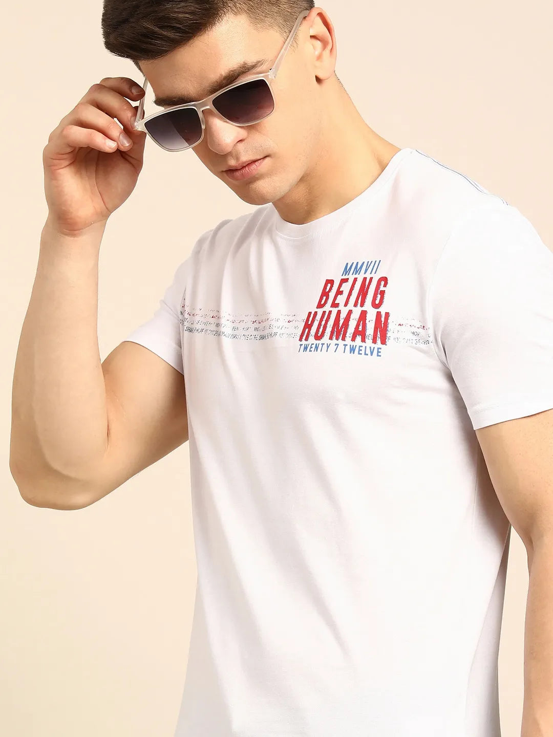White Regular Fit Men's Short Sleeves T-Shirt by Being Human Clothing