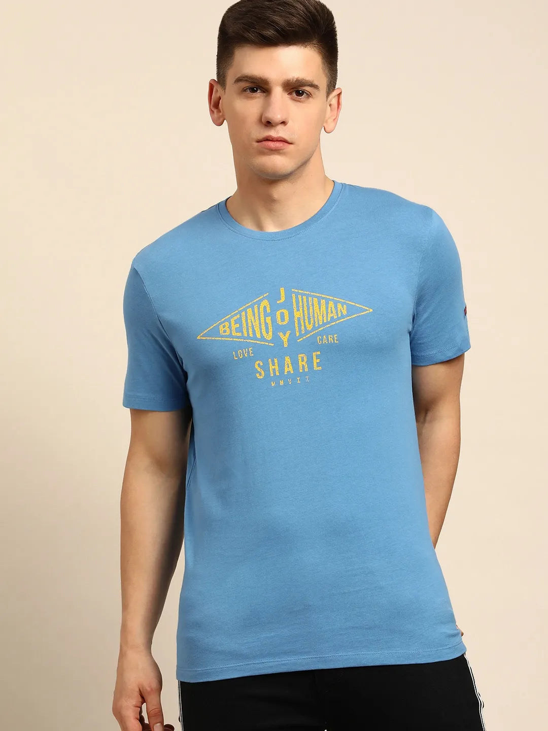 Blue Regular Fit Men's Short Sleeves T-Shirt by Being Human Clothing