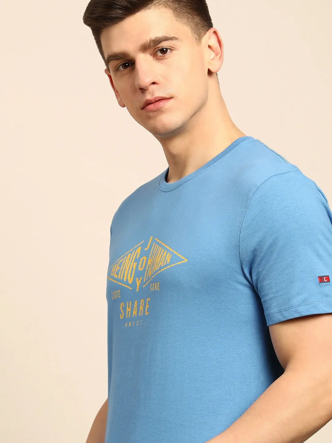 Blue Regular Fit Men's Short Sleeves T-Shirt by Being Human Clothing