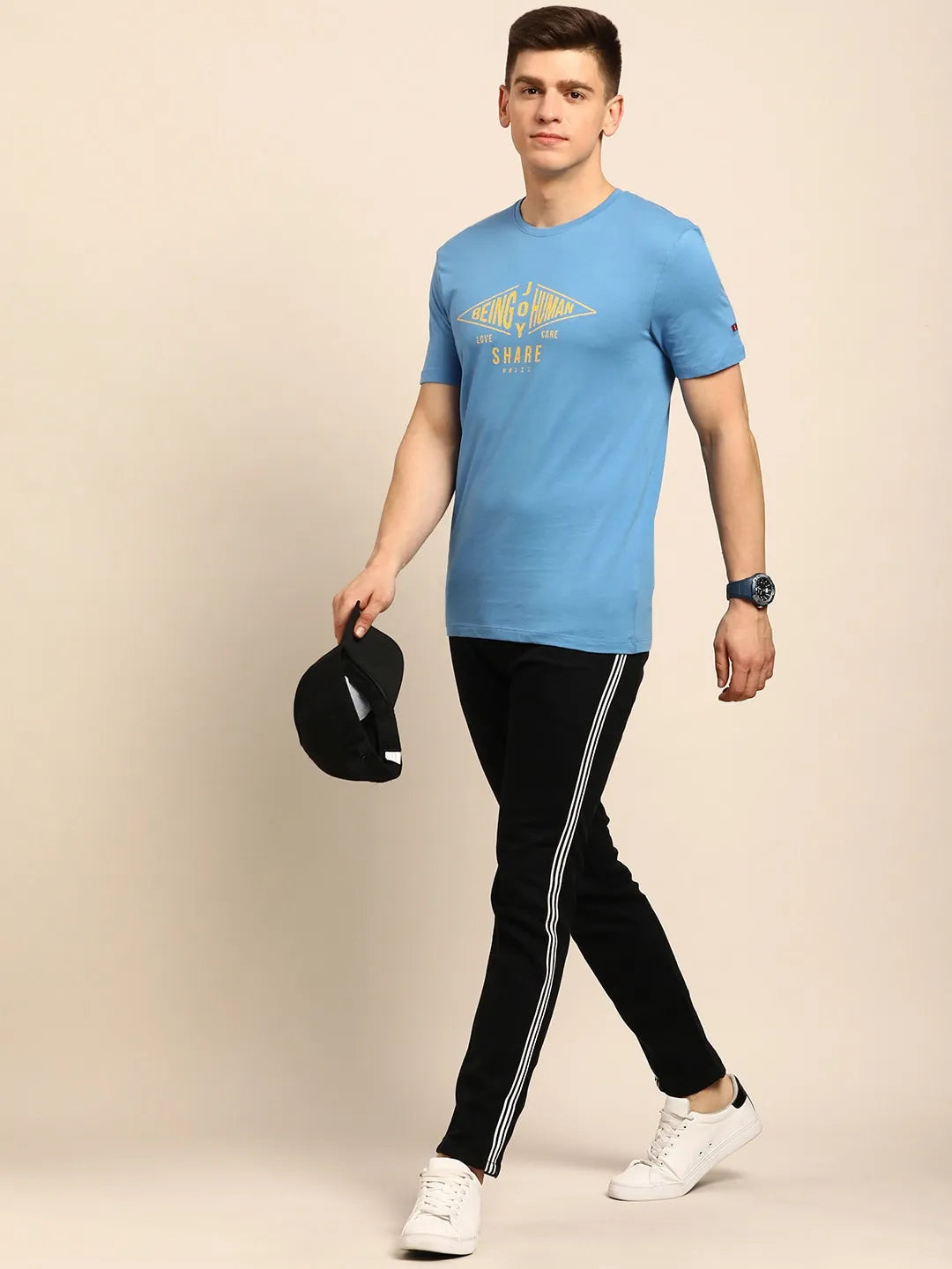 Blue Regular Fit Men's Short Sleeves T-Shirt by Being Human Clothing