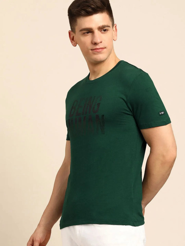 Green Regular Fit Men's Short Sleeves T-Shirt by Being Human Clothing
