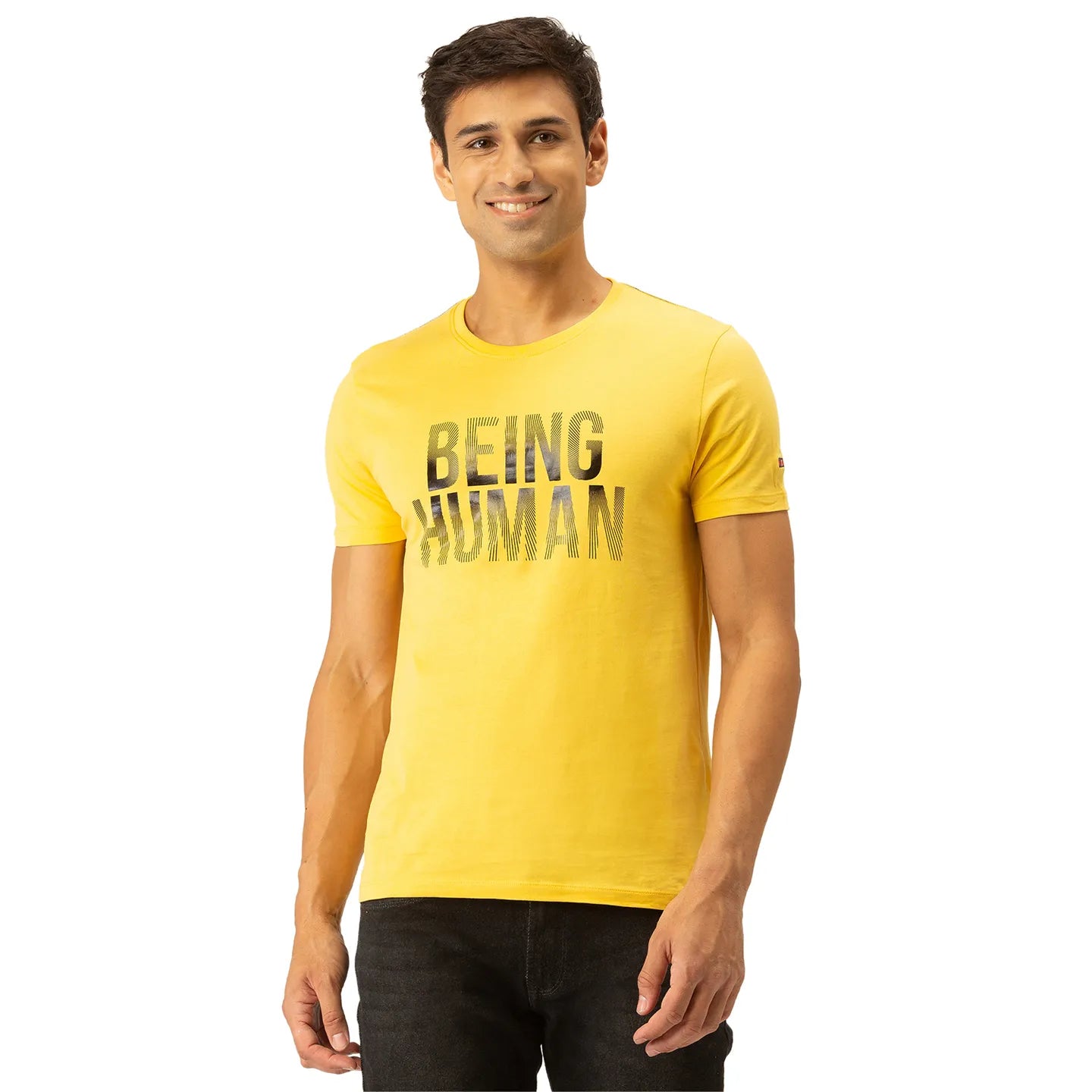 Yellow Regular Fit Men's Short Sleeves T-Shirt by Being Human Clothing