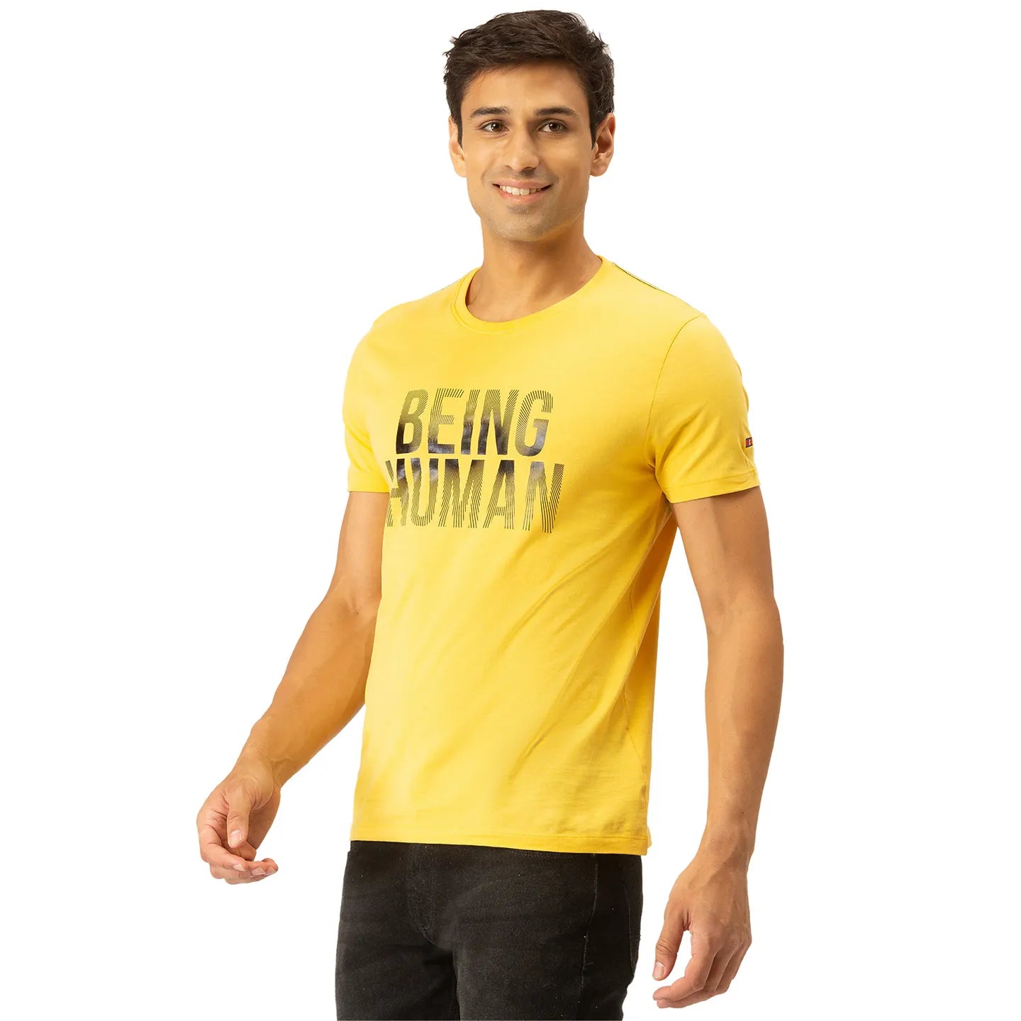 Yellow Regular Fit Men's Short Sleeves T-Shirt by Being Human Clothing