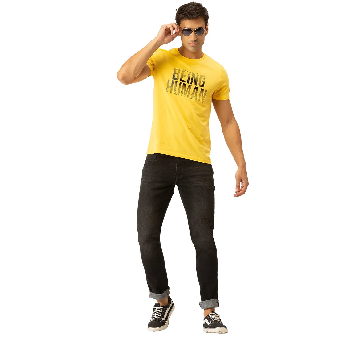 Yellow Regular Fit Men's Short Sleeves T-Shirt by Being Human Clothing