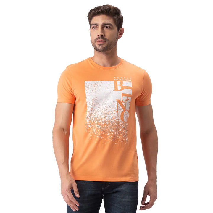 Orange Regular Fit Men's Short Sleeves T-Shirt by Being Human Clothing