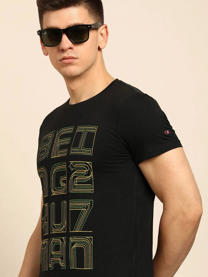 Black Regular Fit Men's Short Sleeves T-Shirt by Being Human Clothing