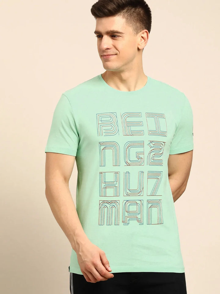 Green Regular Fit Men's Short Sleeves T-Shirt by Being Human Clothing