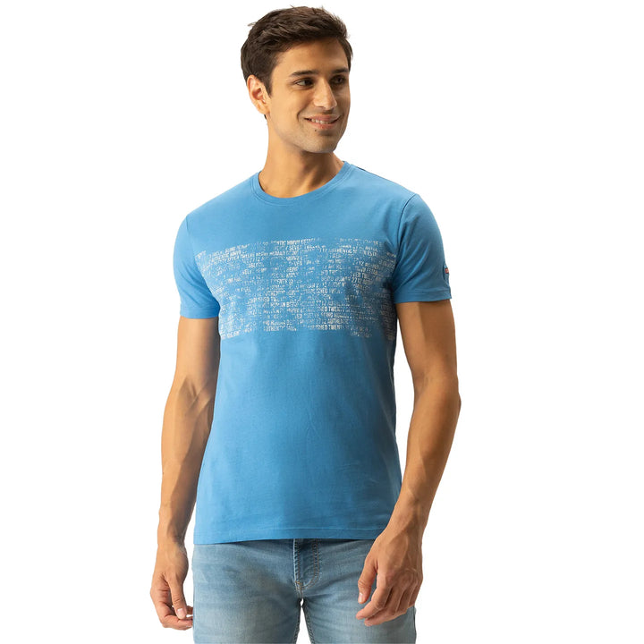 Blue Regular Fit Men's Short Sleeves T-Shirt by Being Human Clothing