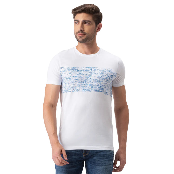 White Faded Effect Printed Men's T-Shirt by Being Human Clothing