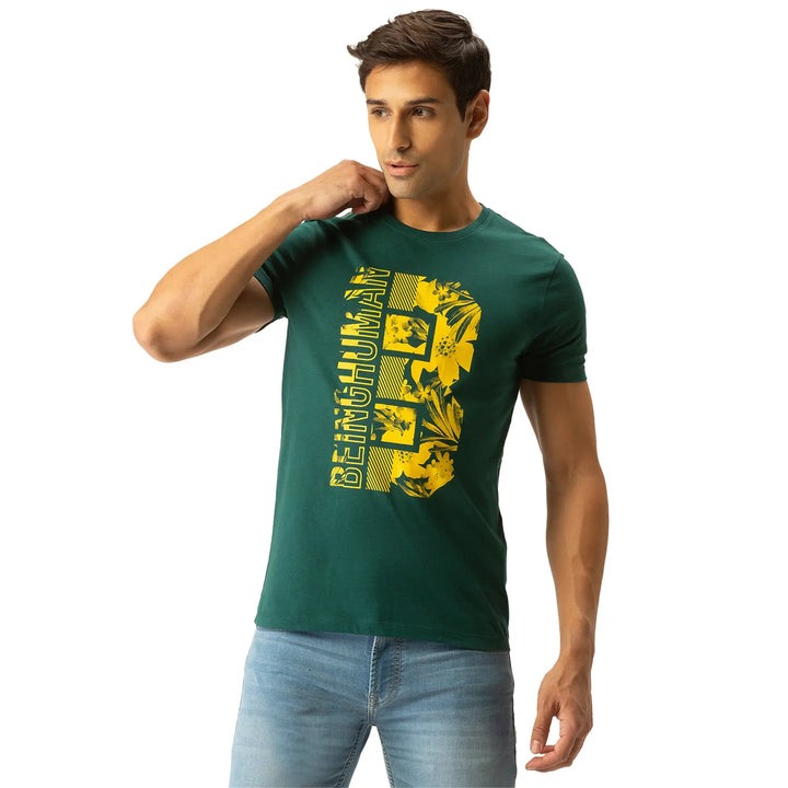 Green Regular Fit Men's Short Sleeves T-Shirt by Being Human Clothing