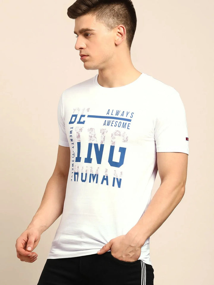 White Regular Fit Men's Short Sleeves T-Shirt by Being Human Clothing