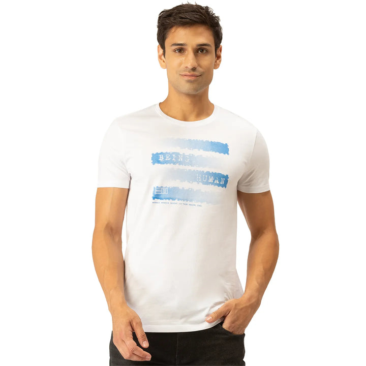 White Regular Fit Men's Short Sleeves T-Shirt by Being Human Clothing