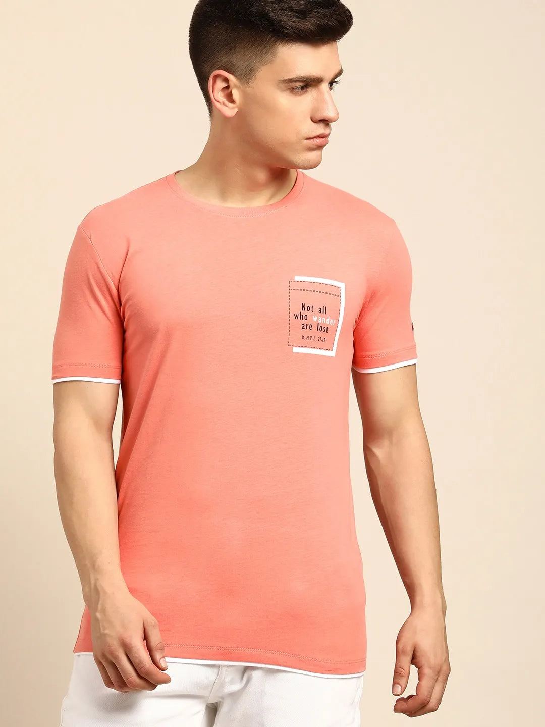 Orange Regular Fit Men's Short Sleeves T-Shirt by Being Human Clothing