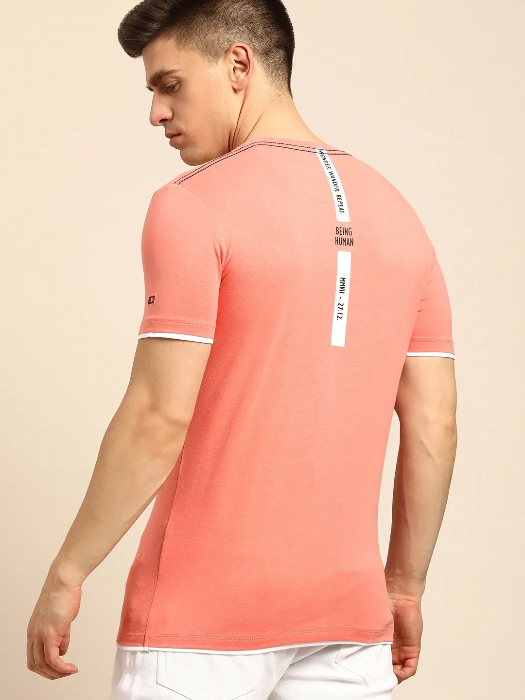 Orange Regular Fit Men's Short Sleeves T-Shirt by Being Human Clothing