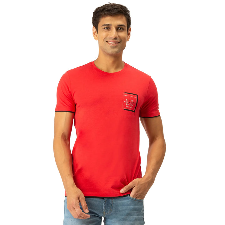 Red Regular Fit Men's Short Sleeves T-Shirt by Being Human Clothing