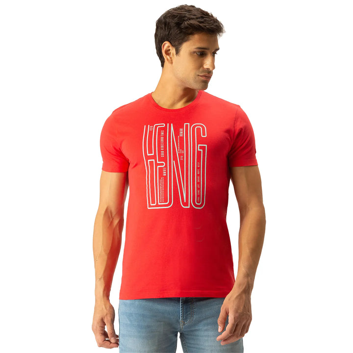 Red Regular Fit Men's Short Sleeves T-Shirt by Being Human Clothing
