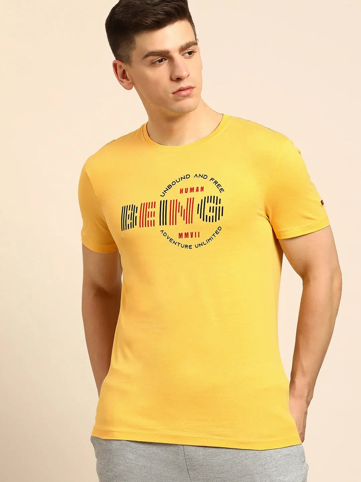 Yellow Regular Fit Men's Short Sleeves T-Shirt by Being Human Clothing